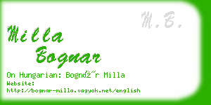 milla bognar business card